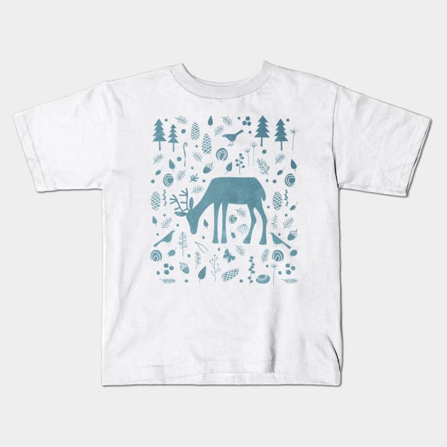 Deer and Forest Things Kids T-Shirt by NicSquirrell